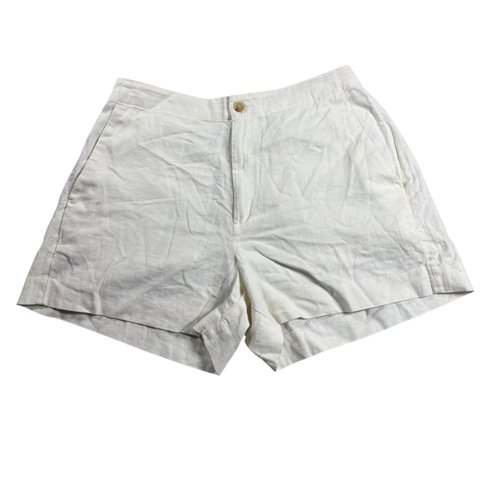 Banana Republic Linen Blend High Rise Shorts Cream Off White Womens Medium
